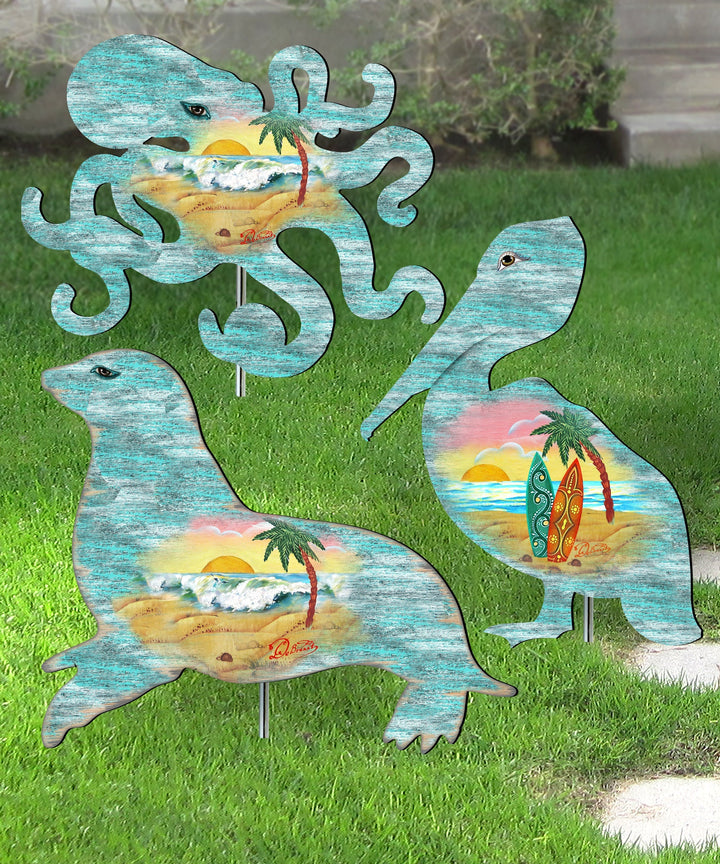 Coastal Garden Outdoor Walkway Decor – 3-Piece Set